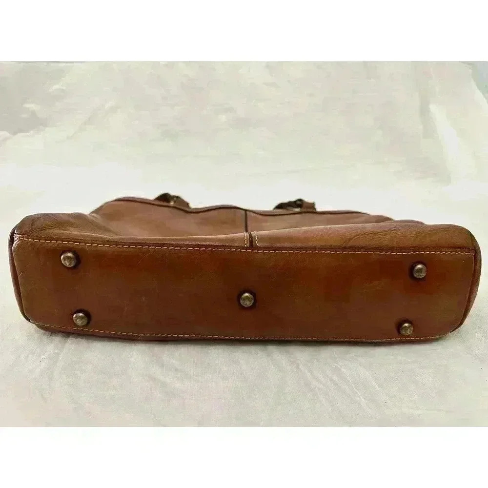 Patricia Nash Poppy Tote Shoulder Bag, 100% Italian Leather, Tan, Top Zip - Picture 10 of 12